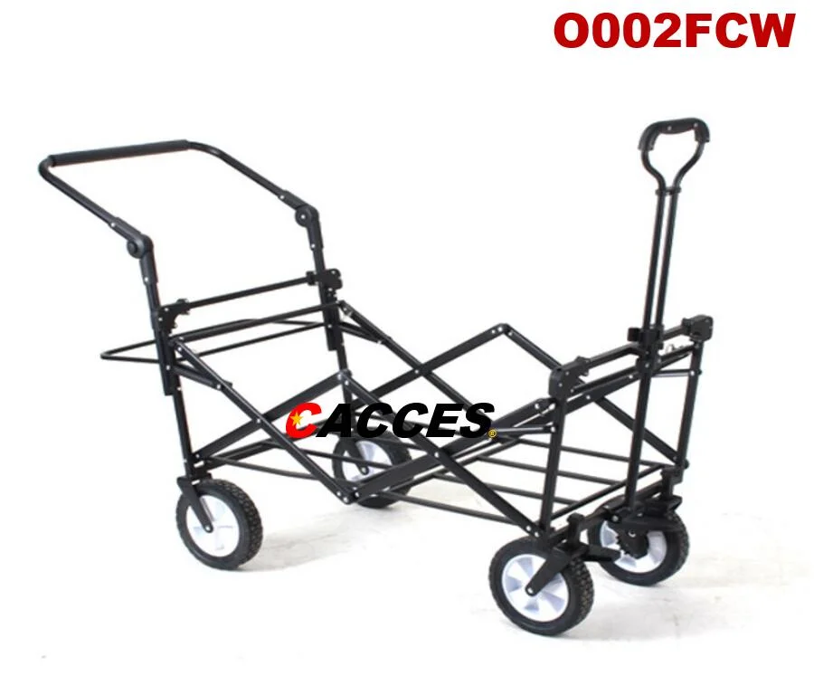 Collapsible Folding Wagon Cart Utility Wagon W/Adjustable Handle Portable Shopping Cart Outdoor Sport Heavy Duty Push Wagon Camping Beach Gardening Trolley